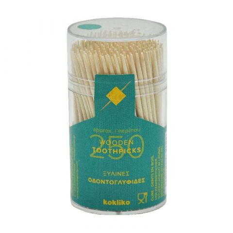 Procos Kokliko Wooden Toothpicks In Plastic Container 250 Pieces