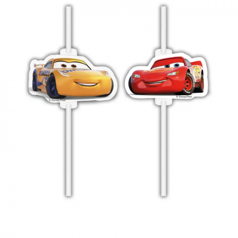 Procos Cars 3 Medallion Paper Drinking Straws 4 Pieces