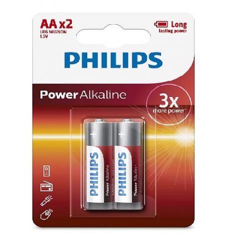 Philips Power Alkaline Battery Set, 1.5 V, AA - 2 PCS