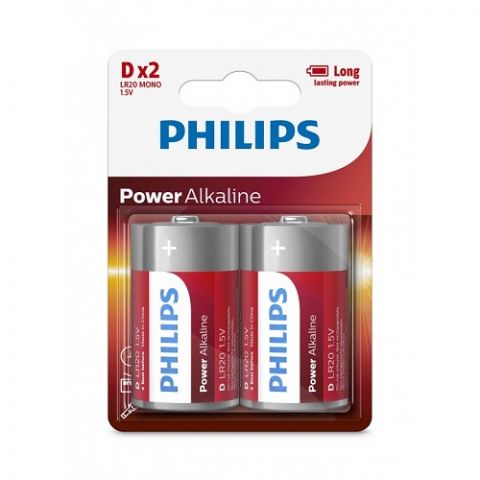 Philips Power Alkaline D, 1.5 V, 2 PCS