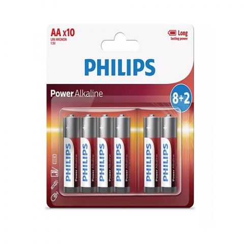 Philips Power Alkaline Battery AA Promo Pack (8+2), 1.5 V Blister