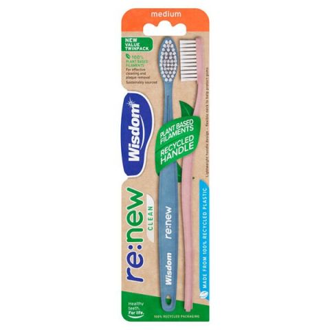 Wisdom Plastic Toothbrush Twin Pack Medium