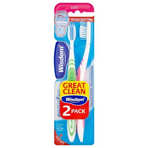Wisdom Regular Plus Toothbrush - Soft - Twin Pack