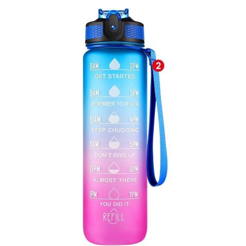 Sports Motivational Water Bottle with Time Marks 1 L