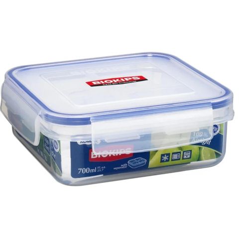 Komax Square Plastic Food Container With Divider 700 ml
