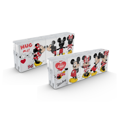 World Cart Mickey & Minnie Handkerchiefs 4 Ply Tissue 10 X 9 Tissues