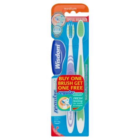 Wisdom Regular Fresh Toothbrush - Medium - Twin Pack