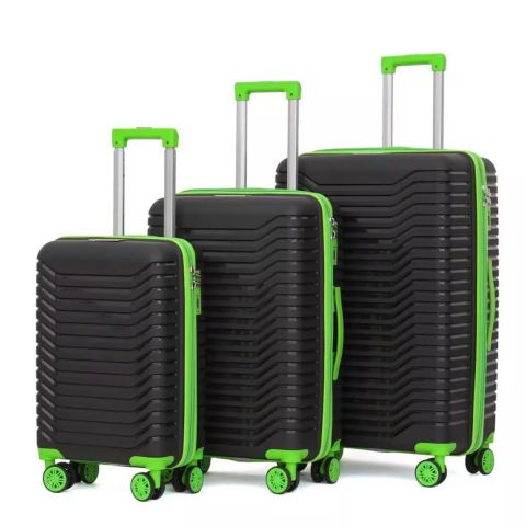 American Luggage Rubber Unbreakable Travel Set of 3 Pcs (28"x24"x20") - Black & Green