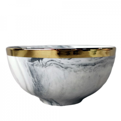 Luxury Marble Bowl with Golden Rim 4.5 inch 