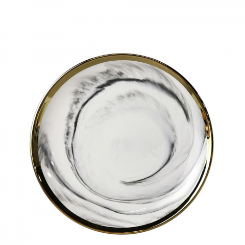 Luxury Marble Plate 12 inch - Grey Golden 