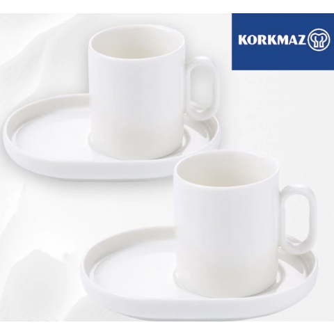 Korkmaz Kappa Coffee Cups with Saucers Set of 4 Pieces 