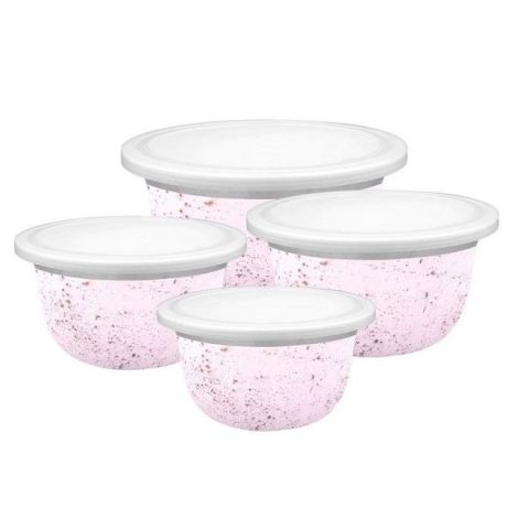 Stainless Steel Kitchen Mixing Bowl Set of 4 -Pink