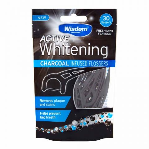 Wisdom Active Whitening Charcoal Infused Flossers 30 Pieces 